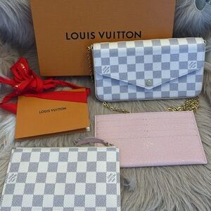 Louis Vuitton White and Gray Checkered Clutch